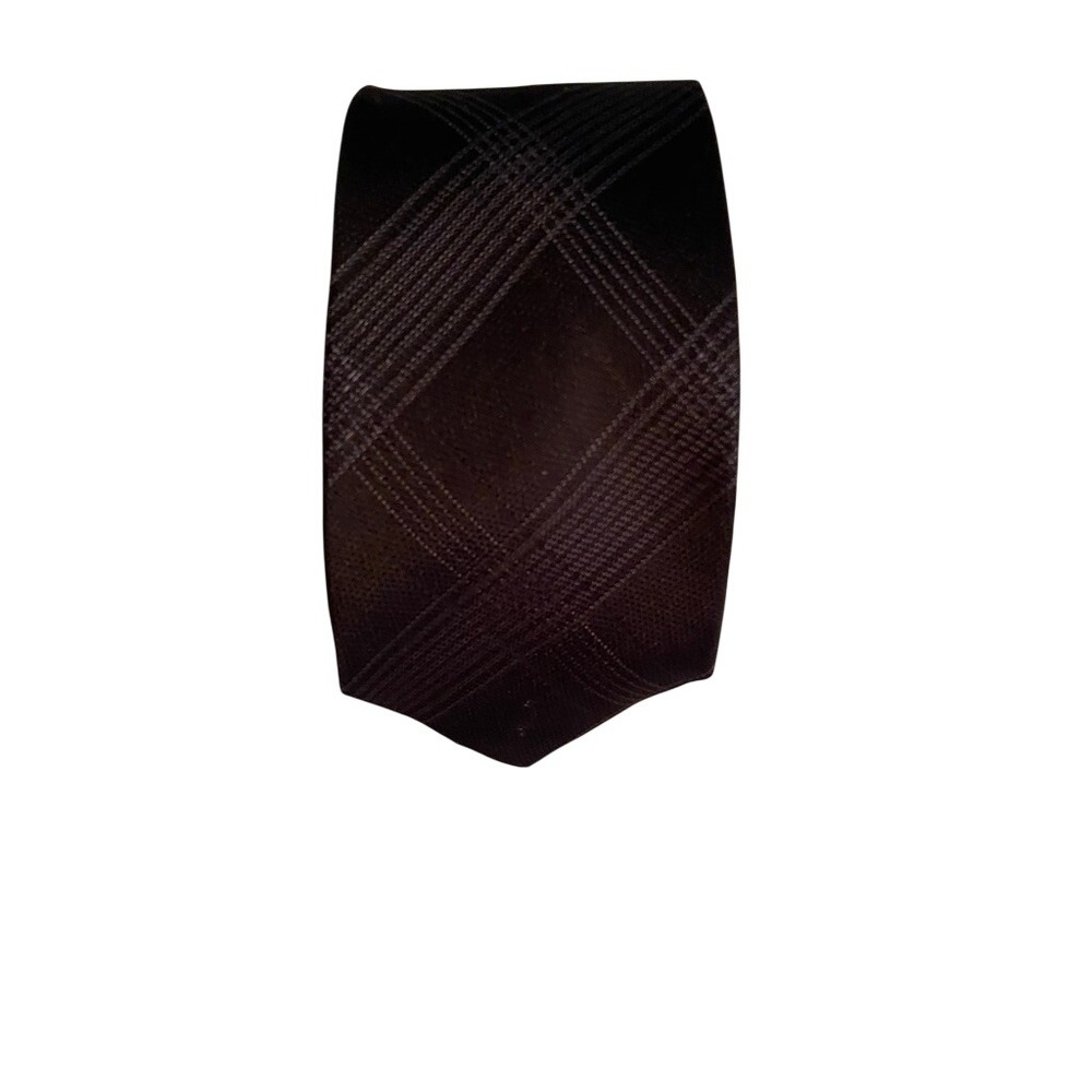 Calvin Klein Mens Black Silk Tonal Plaid Necktie Classic Formal‎ Tie